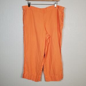 J. Jill Womens Pants Size Medium Petite Linen Wide Leg Ankle Cropped Orange